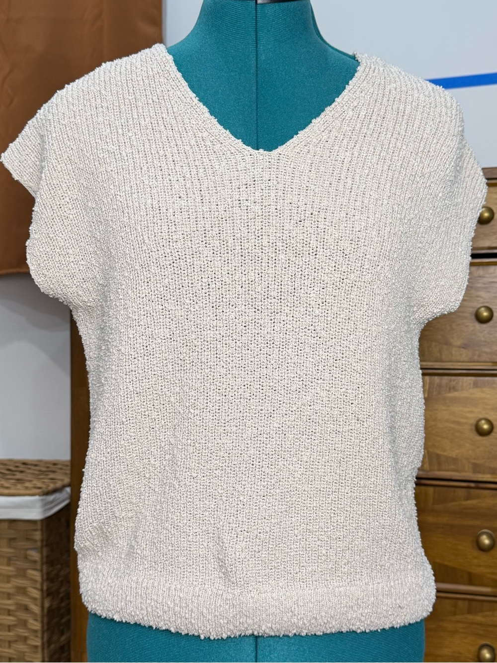 Bouclé Knit V-Neck Sweater Top